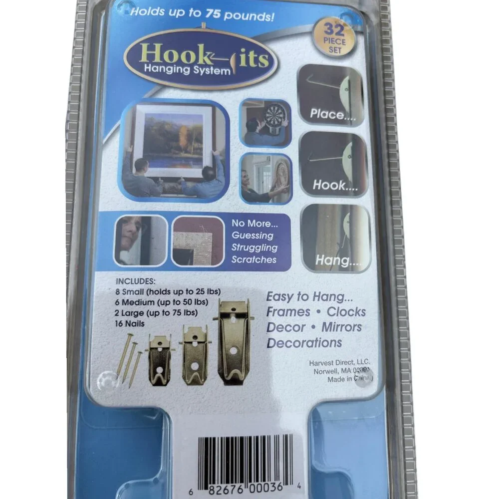 Hook Its Hanging System 32 piece Set Picture Frame Wall Hang Kit - AS SEEN ON TV